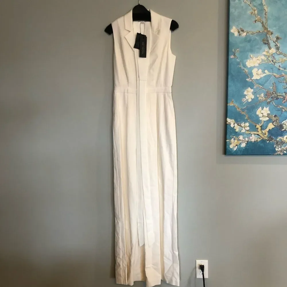 Rachel Zoe Karli Wide Leg Virgin Wool Twill Jumpsuit Sleeveless off-white/ Ecru - Picture 3 of 8